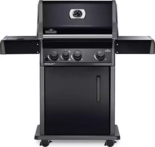 Napoleon Rogue XT 425 BBQ Grill, Black, Propane Gas RXT425SIBPK-1 With Three Main Burners, Infrared Sear Station Side Burner, Barbecue Gas Cart, Folding Side Shelves, Instant Failsafe Ignition