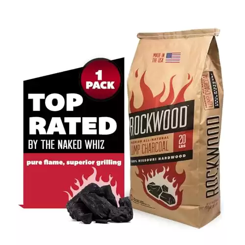 Rockwood Natural Hardwood Lump Charcoal – 20 Lbs Lump Charcoal for Grilling & Smoker – USA Oak, Hickory, and Cherry Wood Mix – BBQ Charcoal – Charcoal for Grilling – ...