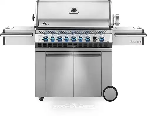 Napoleon PRO665RSIBPSS-3 Prestige PRO 665 RSIB Propane Gas Grill, sq.in. + Infrared Side and Rear Burners, Stainless Steel